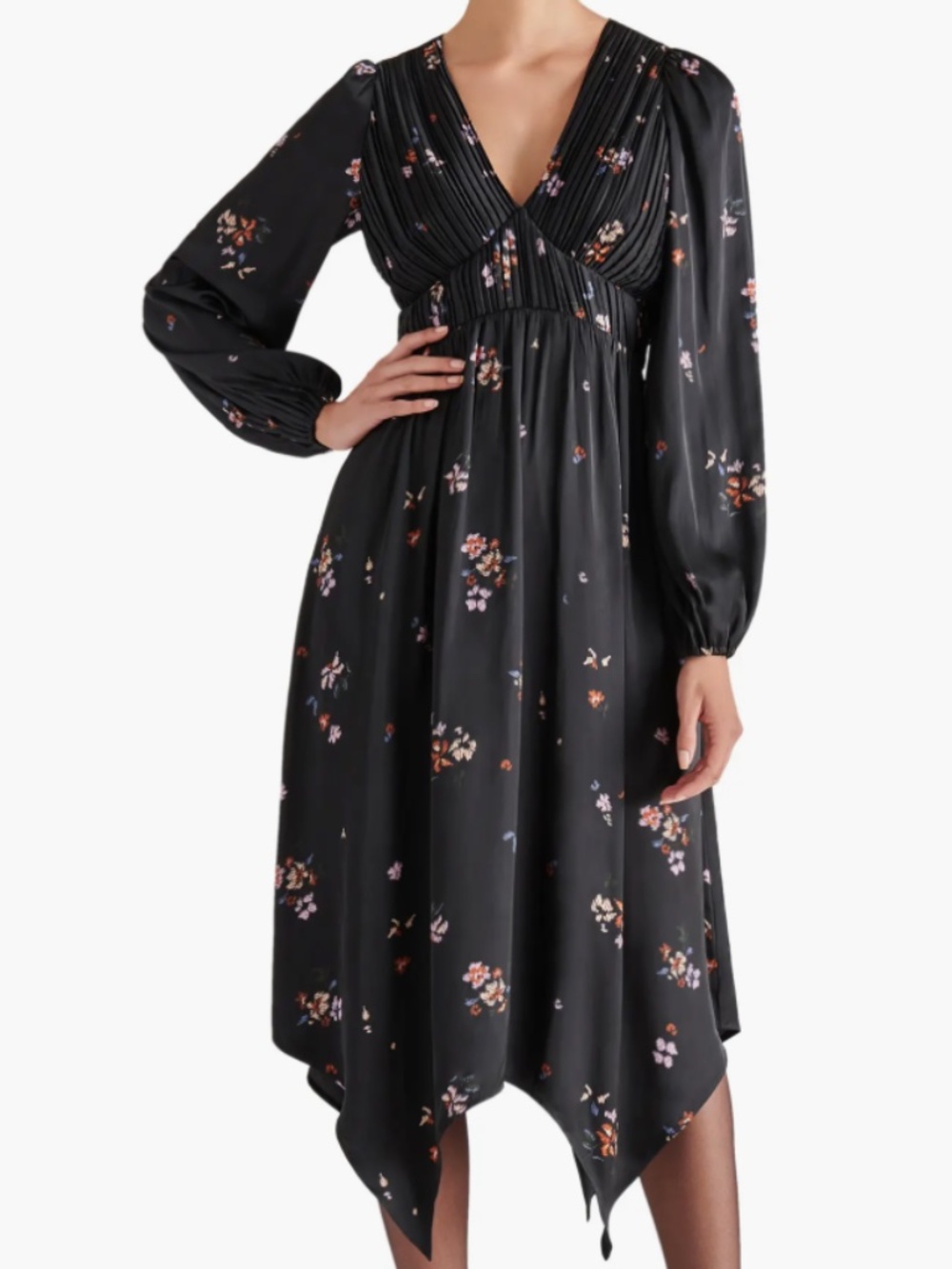Steve Madden | Jamie Floral Satin Midi Dress | Sz M